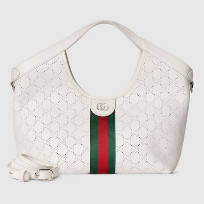 Giglio Small Tote Bag Perforated Leather With Tonal Trim