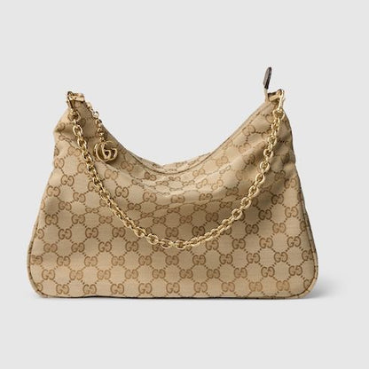 Lady Lunetta Chain Medium Shoulder Bag With GG Coated Canvas