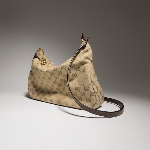 Lady Lunetta Chain Medium Shoulder Bag With GG Coated Canvas