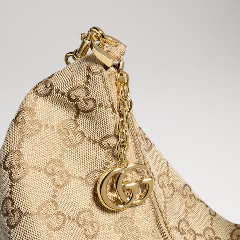 Lady Lunetta Chain Medium Shoulder Bag With GG Coated Canvas