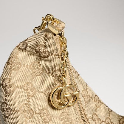 Lady Lunetta Chain Medium Shoulder Bag With GG Coated Canvas