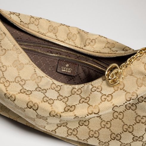 Lady Lunetta Chain Medium Shoulder Bag With GG Coated Canvas