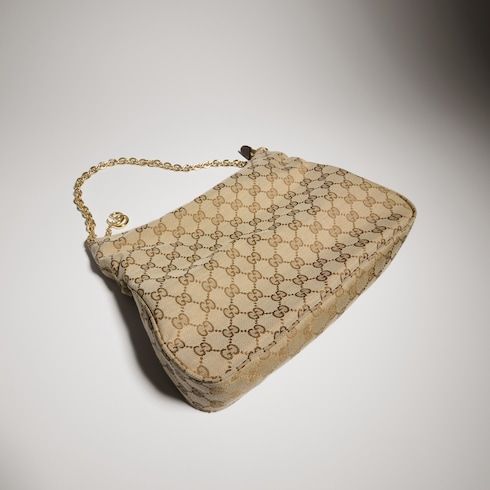 Lady Lunetta Chain Medium Shoulder Bag With GG Coated Canvas