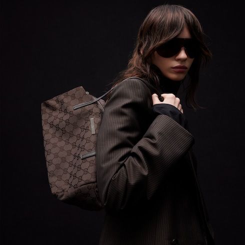 Medium Boston Bag With GG Canvas And Web