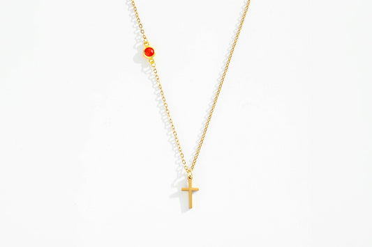 Birthstone Cross Necklace