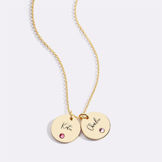 Birthstone Disc Name Necklace