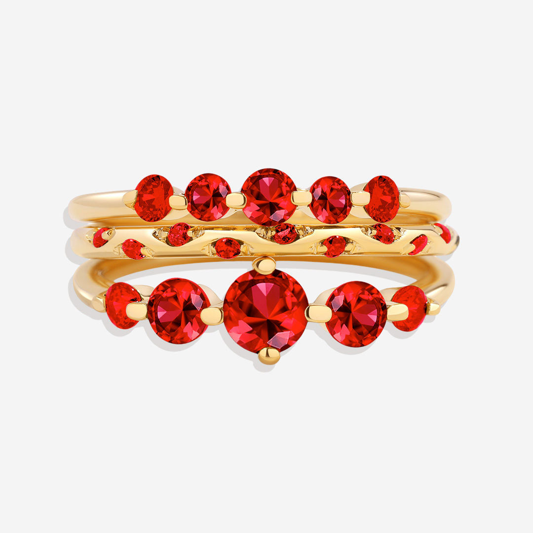 Dainty Stackable Birthstone Ring Set