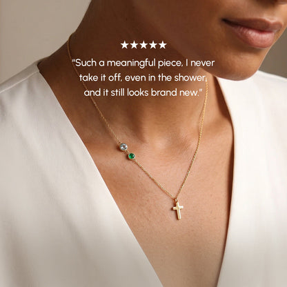 Birthstone Cross Necklace