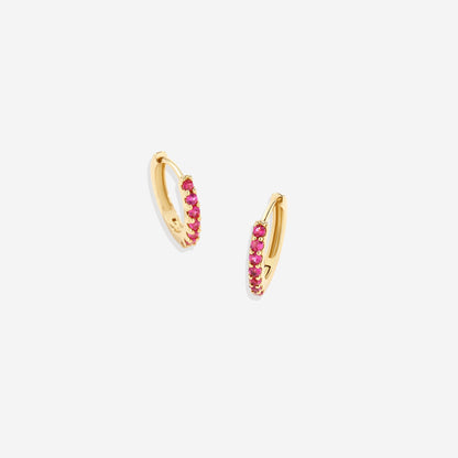 Gemstone Sleeper Huggie Hoop Earrings