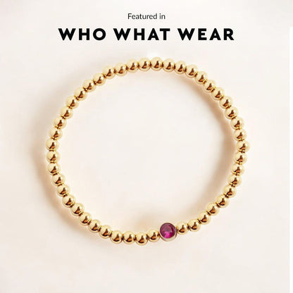 Gold Beaded Bubble Birthstone Bracelet