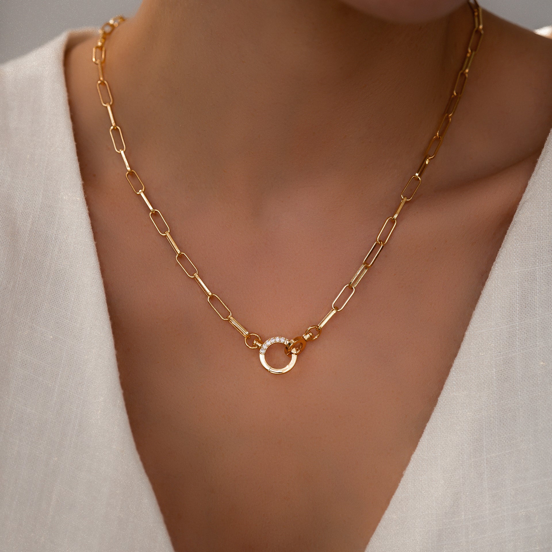 Pave Paperclip Chain Necklace