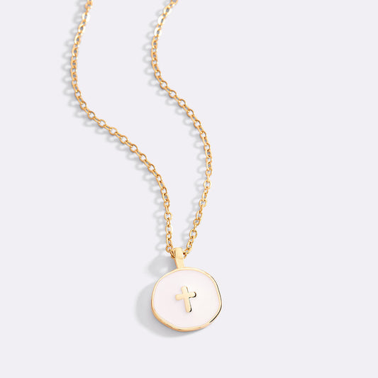Minimalist Enamel Cross Pendant Necklace