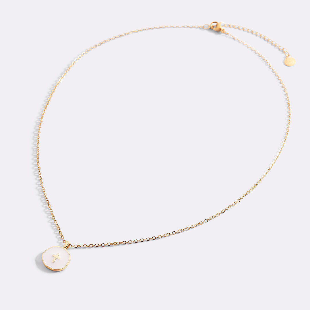 Minimalist Enamel Cross Pendant Necklace