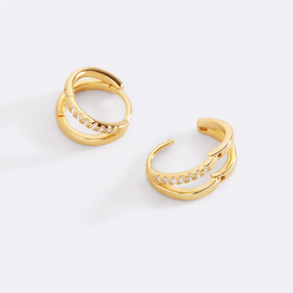 Double Huggie Hoop Earrings