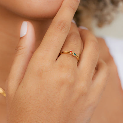 Minimalist Bezel-Set December Birthstone Stacking Band