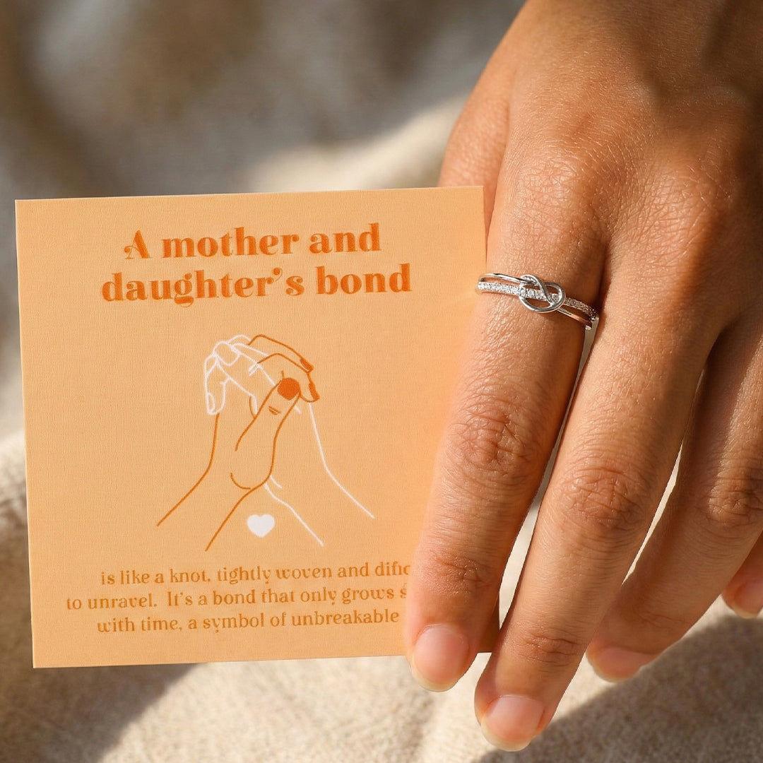 Mother Daughter Bond Double Band Knot Ring