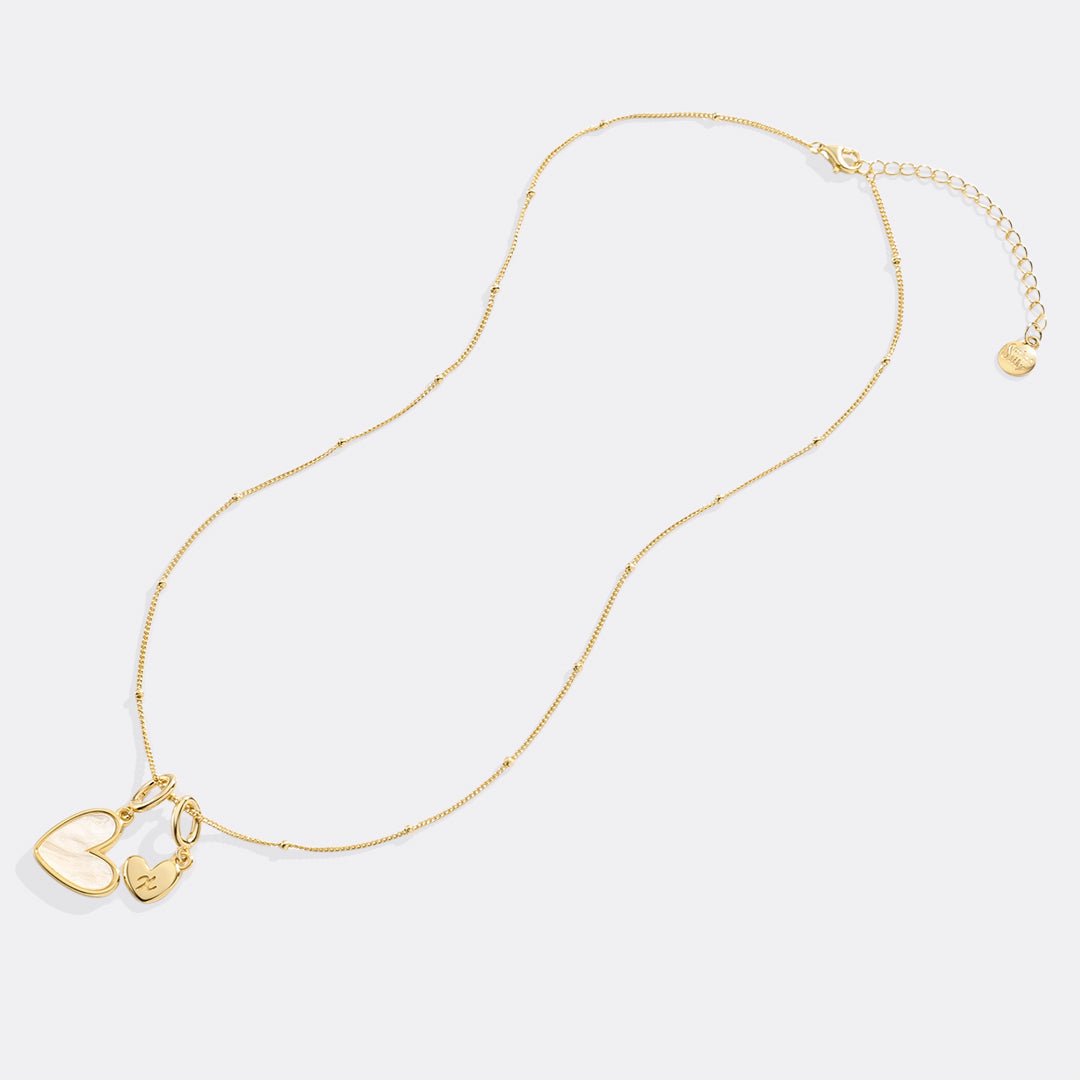 Mother of Pearl Heart Initial Necklace