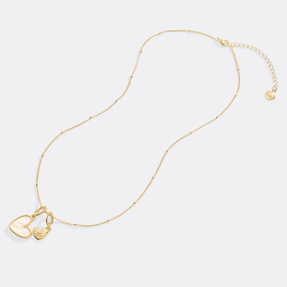 Mother of Pearl Heart Initial Necklace