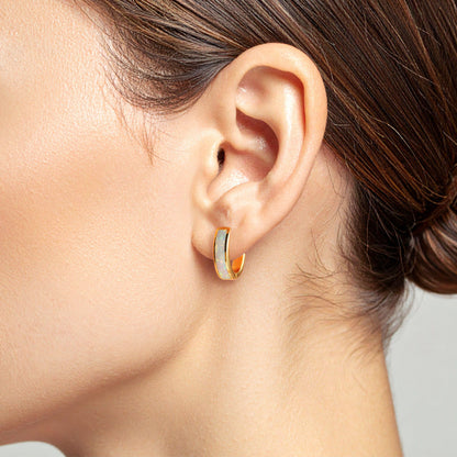Opal Inlay Huggie Hoop Earrings