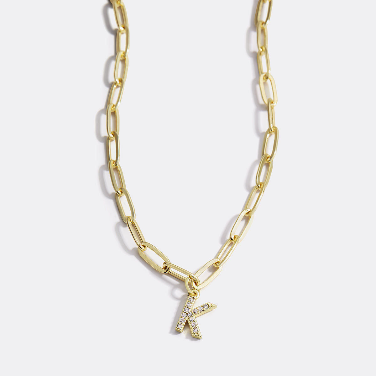 Paperclip Pave Initial Necklace
