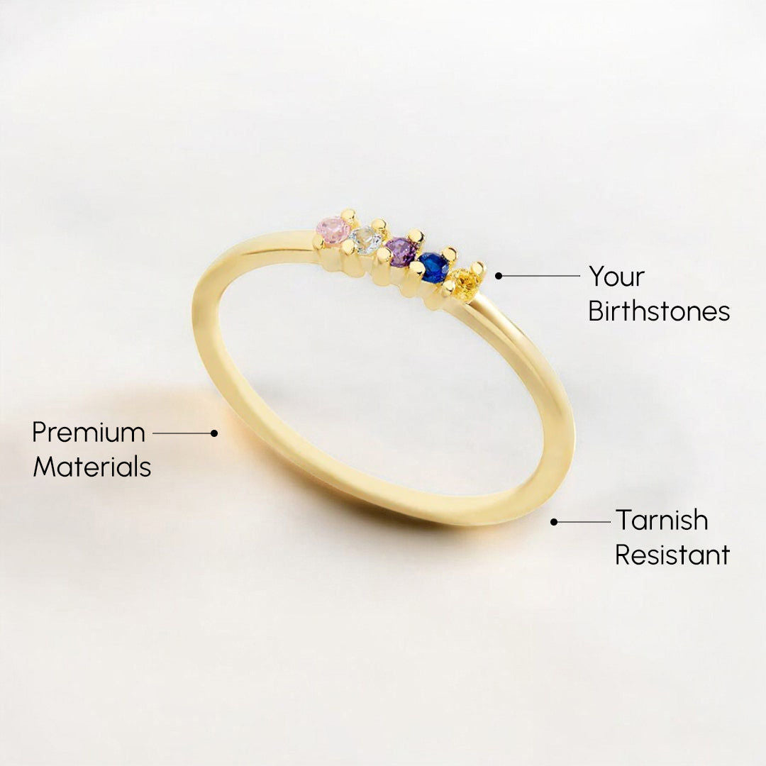 Personalized Dainty Birthstones Ring