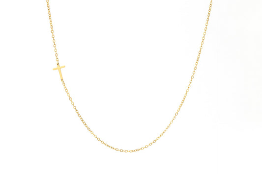 Dainty Sideways Cross Necklace