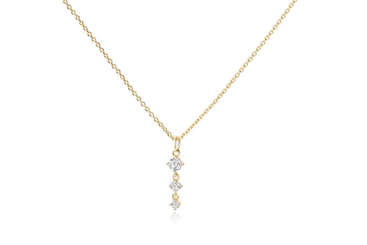 Three Stone Drop Pendant Necklace