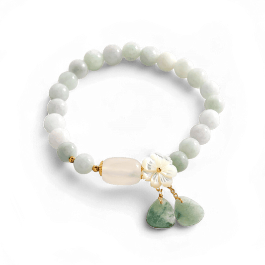 White Jade Luck Beaded Bracelet