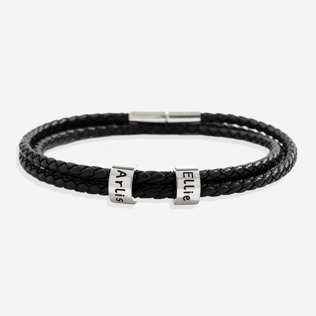 Personalized Leather Beaded Bracelet