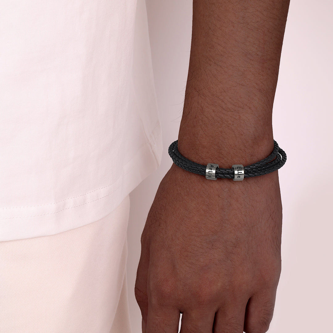 Personalized Leather Beaded Bracelet