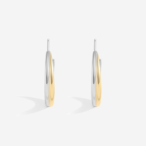 Mixed Metal Crossover Hoop Earrings