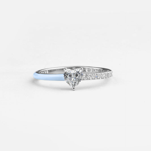 Heart-Cut Half Enamel Ring with Inspirational Message Card