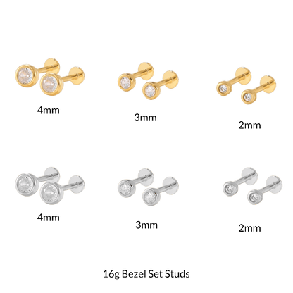 Bezel Stud Flatback Earrings