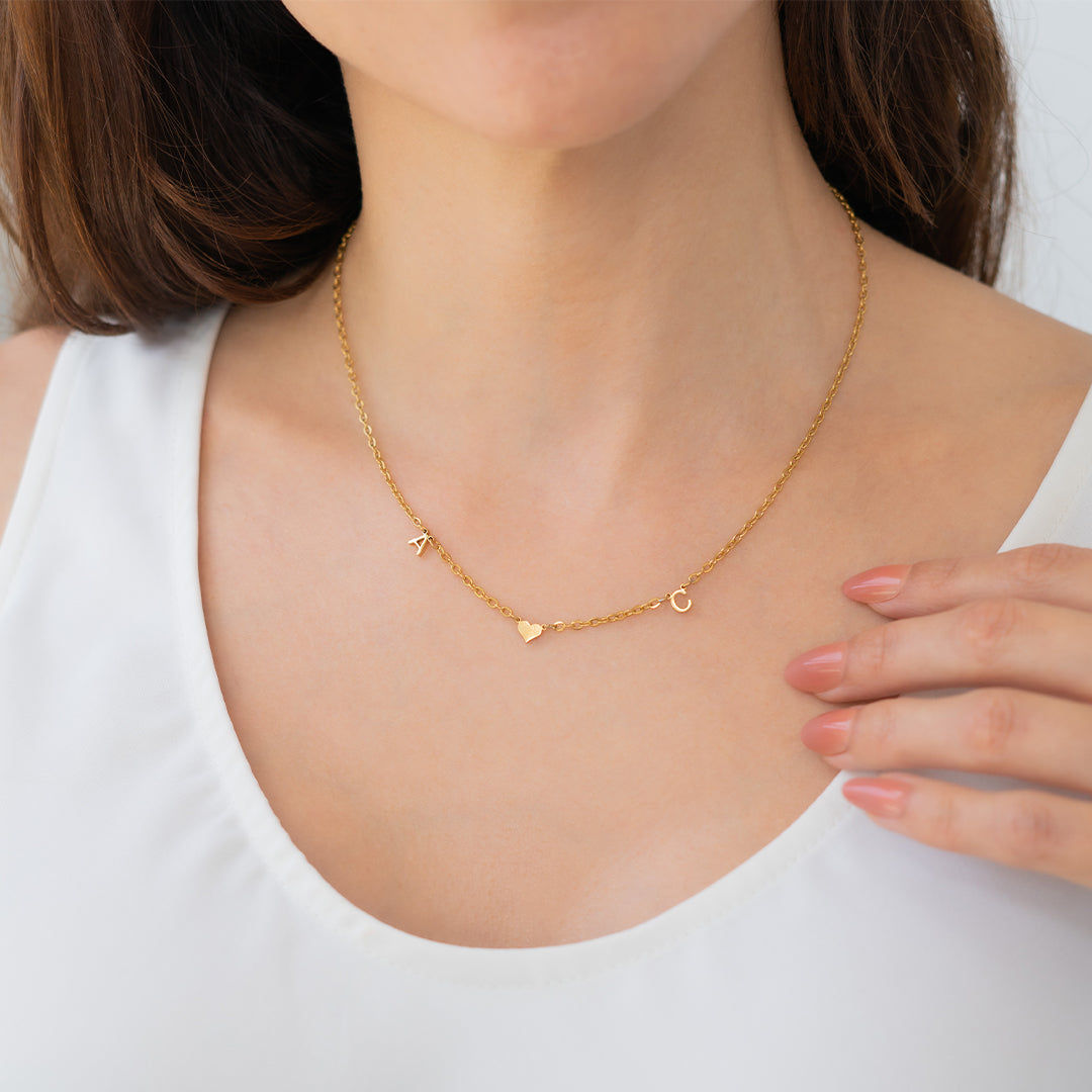 Personalized One Heart Initial Necklace