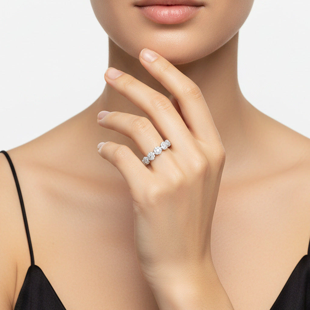 Fleurette Floral Cubic Zirconia Eternity Ring
