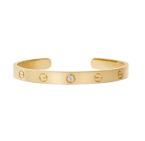Open Cuff One Diamond Love Bracelet