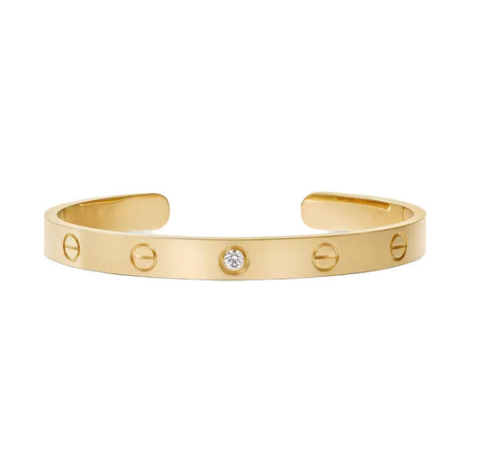 Open Cuff One Diamond Love Bracelet