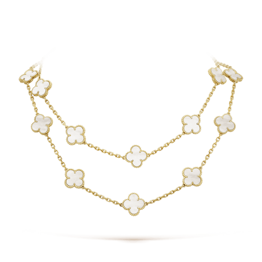 Vintage Alhambra 20 Motifs Pearl Long Necklace