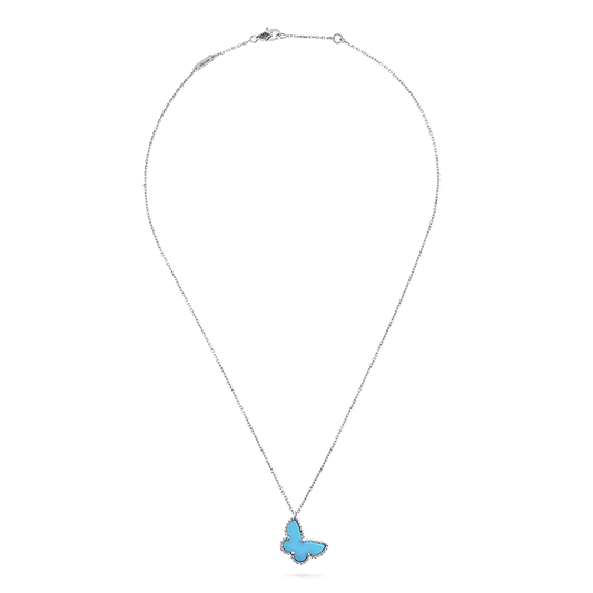 Sweet Alhambra Blue Butterfly Pendant Necklace