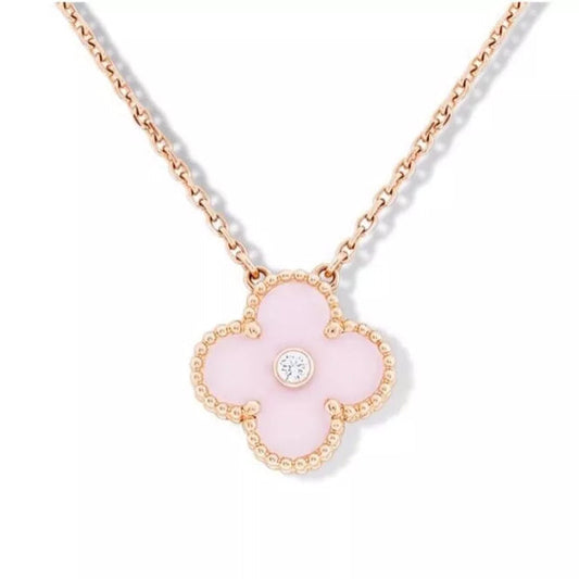Sweet Alhambra Pink Clover Pendant Necklace