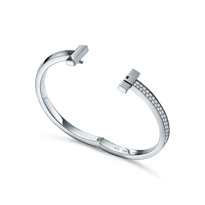 T1 Wide Hinged Cubic Zirconia Bracelet
