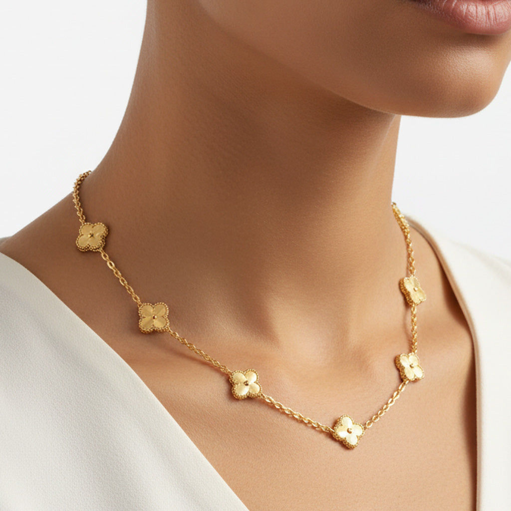 Vintage Alhambra 10 Motifs Engraved Pendant Necklace