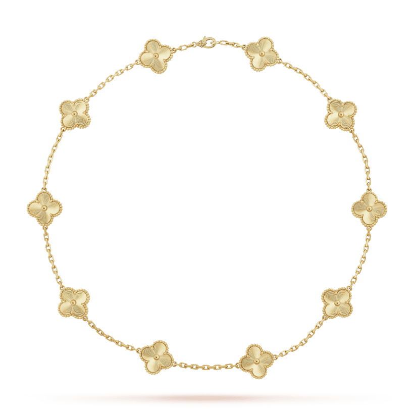 Vintage Alhambra 10 Motifs Engraved Pendant Necklace