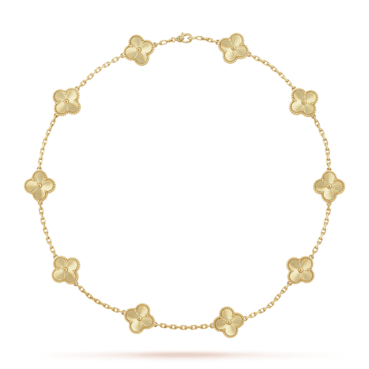 Vintage Alhambra 10 Motifs Engraved Pendant Necklace