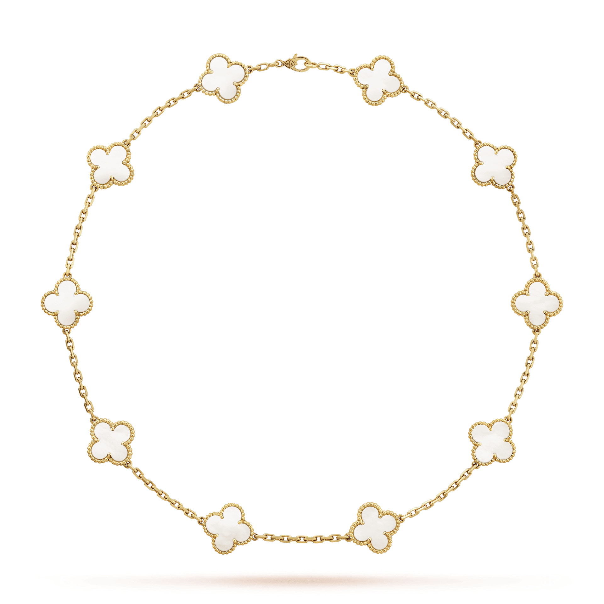 Vintage Alhambra 10 Motifs Mother of Pearl Pendant Necklace