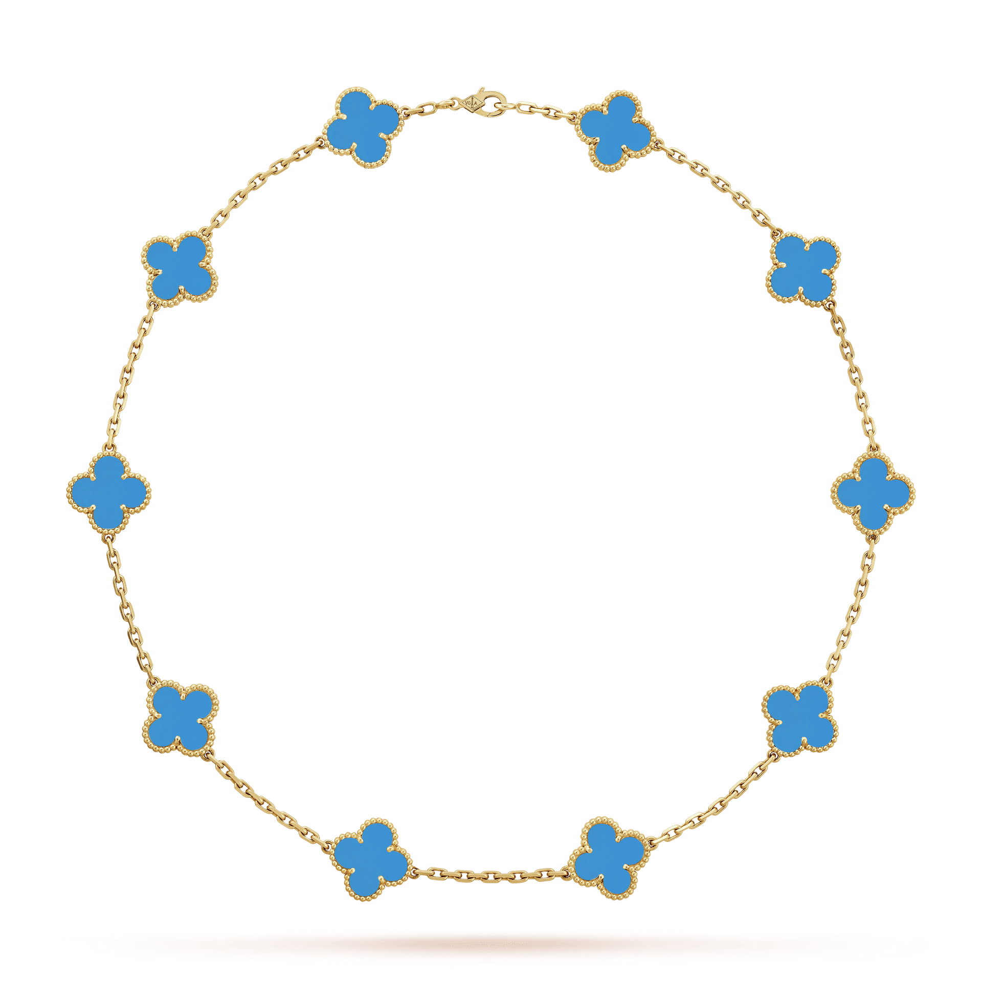 Vintage Alhambra Blue Agate 10 Motifs Pendant Necklace