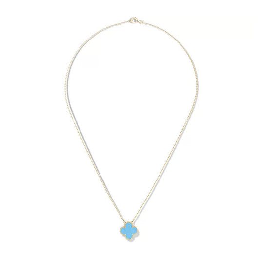 Vintage Alhambra Blue Agate Pendant Necklace