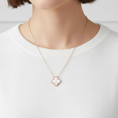 Vintage Alhambra Pink Mother of Pearl Pendant Necklace