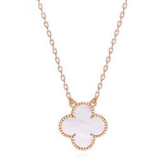 Vintage Alhambra Pink Mother of Pearl Pendant Necklace