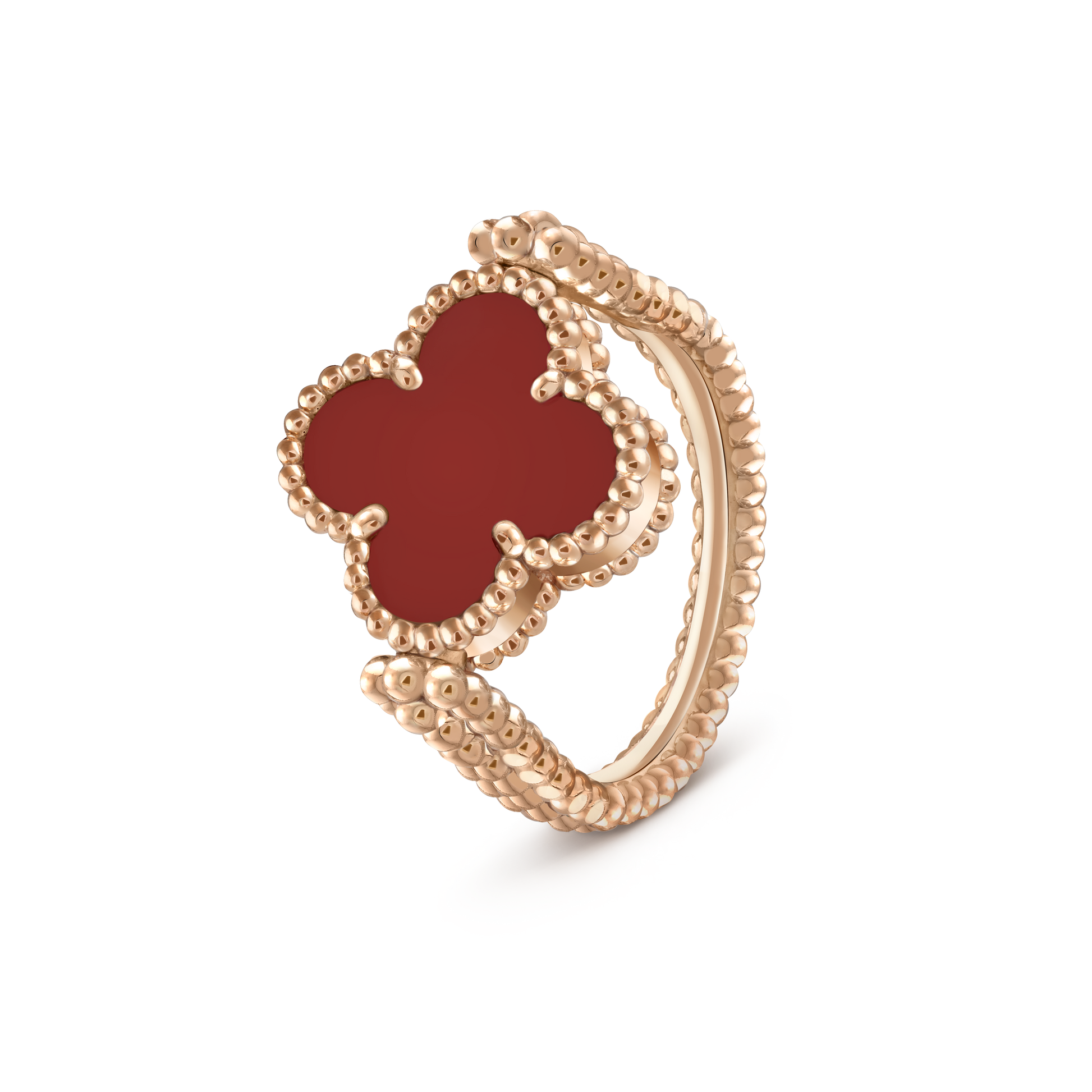 Vintage Alhambra Reversible Carnelian Cubic Zirconia Ring